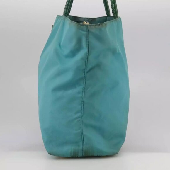 PRADA Tote Bag Nylon Blue Gold Auth - Picture 7 of 15